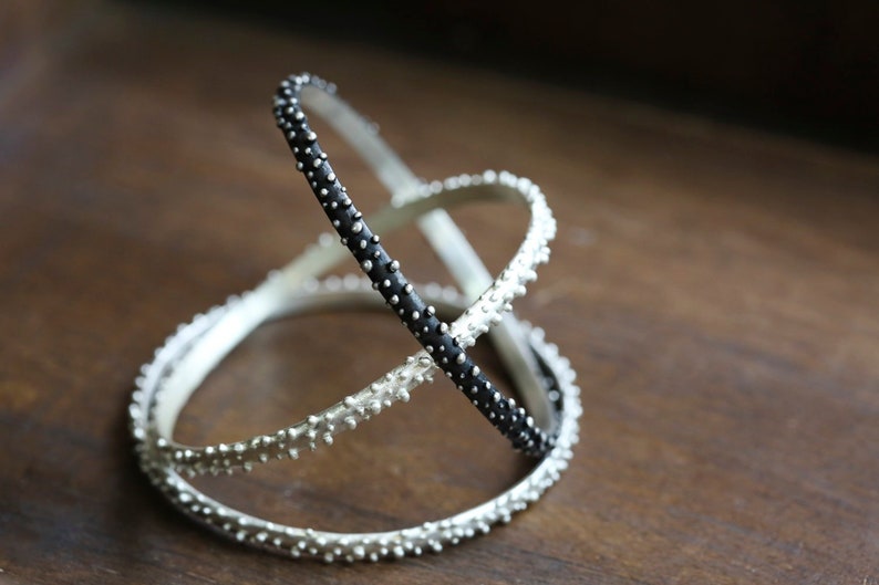 Bubble Sterling Silver Bracelet. Set Of Three