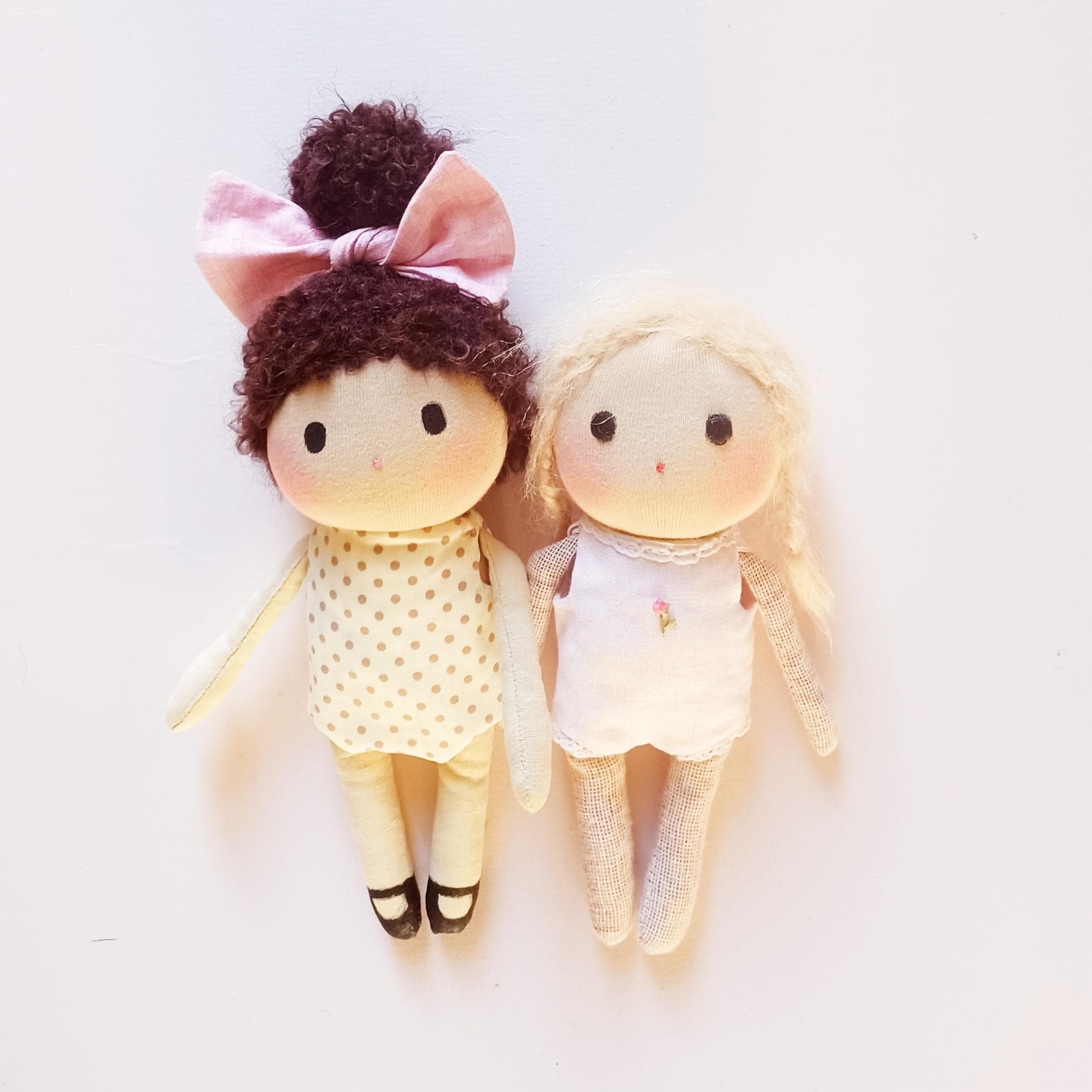 Doll sewing pattern with clear instructive Tutorial, stitch your own cute small doll. 20cms tall
