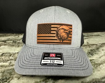 Custom Laser Engraved Leather Patch Trucker Hat | Richardson 112