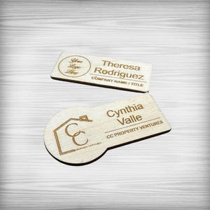 Wooden Name Badges | Custom Personalized Laser Cut Name Tags | Name Tags | Wooden Name Tags | Business Name Tags | Company Name Tags