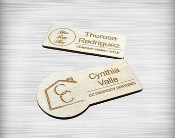 Custom Wooden Name Badges | Laser Cut, Magnetic Clip