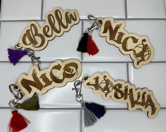 Custom Wood Name Tags/KeyChain/Bag Tag/ Name Keychains