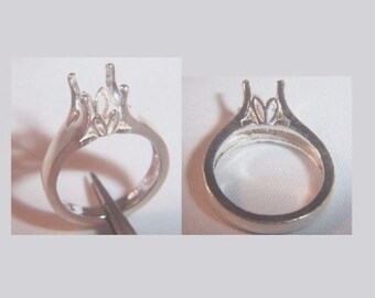 3.5mm - 9mm Round Pre-Notchced Solid Sterling Silver Tulip Ring Setting Size 7