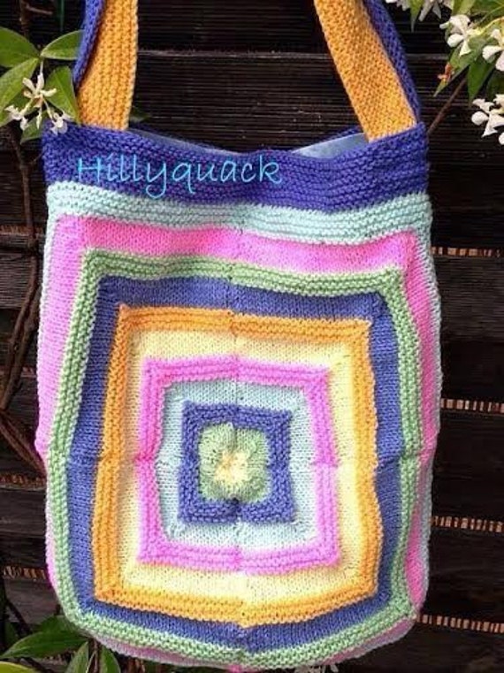 Rainbow bright handknitted bag | Etsy