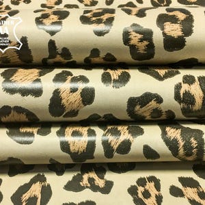 Jaguar Print Genuine Sheep Leather Hides Leopard Animal Skin for crafting, Natural fabric material JAGUAR, 732 2.5 oz image 1