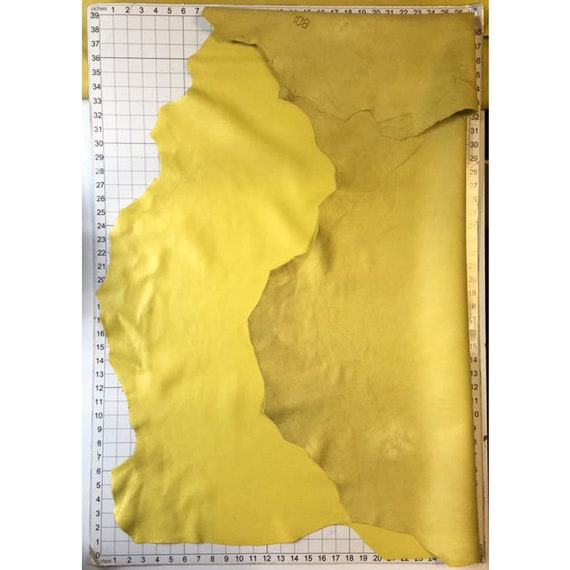 Genuine Leather Scraps for Earrings- 4 Yellow Sheets of Leather for Crafts,  Each 5x5 Inches Large