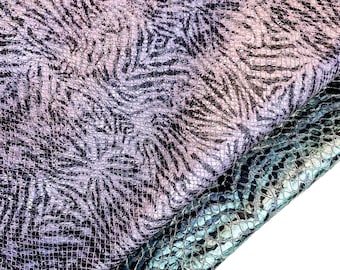 Shiny Metallic Animal Print Leather //Purple Fabric Hides//Green Lambskin Pieces// METALLIC ZEBRA MIX, 1340, 1.1 mm / 2.75 oz