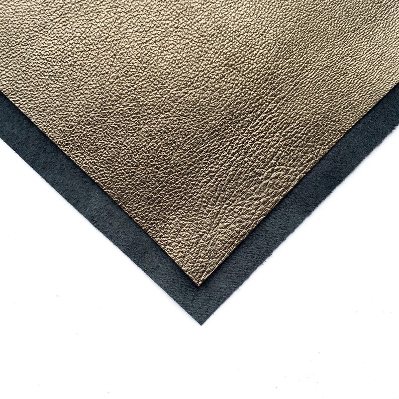 BRASS Metallic Leather Sheets 6x6/8x10/12x12/18x24 inch Genuine Metal leather scraps for craft 2.5oz/1.0mm Dark Gold Leather Piece BRASS 650 image 2