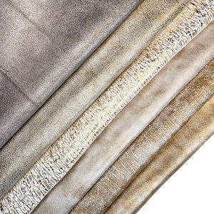 Shiny Silver Gold Leather // Genuine Metallic Sheepskin// Crunchy Textured Lambskin Fabric// SILVER MAGIC MIX 1347, 0.7 - 0.8 mm/1.75 - 2 oz