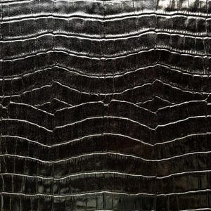 Shiny Black Crocodile // Genuine Black Leather Mixed With Green Hue // Crocodile Print Hides // Pirate Black Crocodile 918 0.8mm / 2 oz image 2