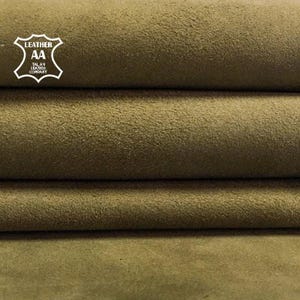 Olive GREEN Suede fabric// Genuine Sheep leather // Dusty Green Suede Leather// MILITARY OLIVE, green, 1.0mm/ 2.5 oz