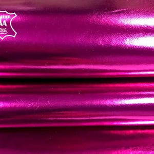 FUCHSIA Metallic REAL Sheep Leather // Purple Glossy skin Hides// Pink Leather Fabric // Genuine Lambskin Pieces // FUCHSIA, 700, 0.8 mm