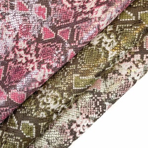 Pelle con stampa serpente lucido// Pezzi in pelle goffrata// Materiale in pelle di agnello rosa verde// Scegli il tuo colore//Gelato SNAKE MIX 1376,0.7 - 0.9mm