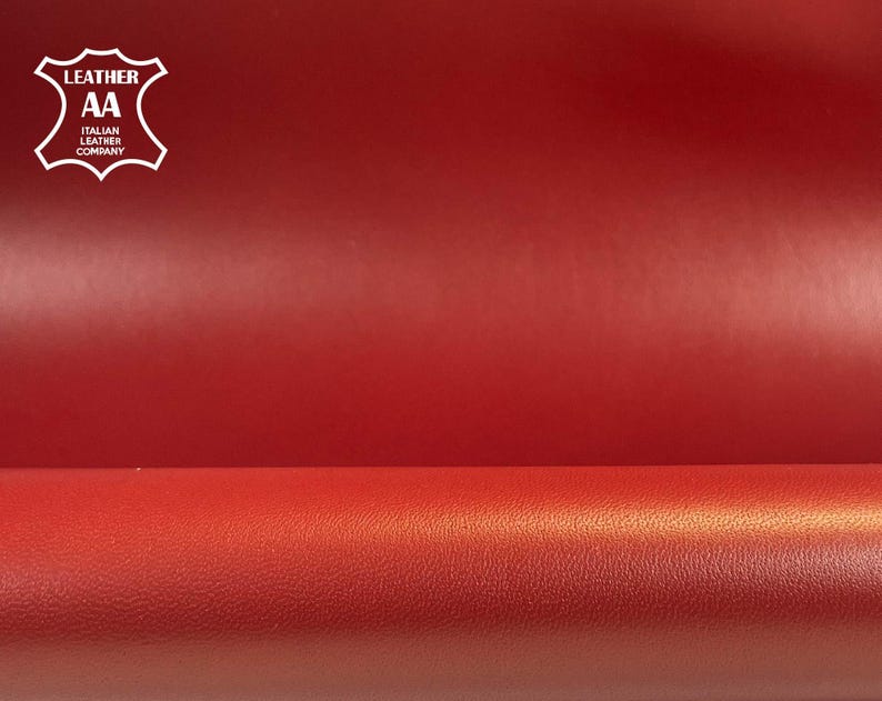 Dark RED Leather Material Pieces Genuine Sheepskin Hides 3 - 5 sqft // 0.28 - 0.5 m2 Thick Italian Leather 0.9mm/2.25oz RED PEAR 223 image 1