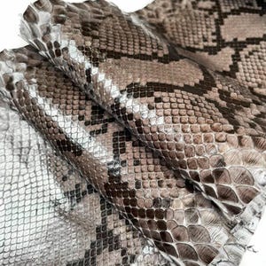 Python Leather Sheets | Snake Hide | Choose Your Size | Gray with Black Python Leather 0.7mm/1.75oz NATURAL PYTHON 1072 image 3