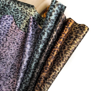Textured Leopard Print Leather Hides// Genuine Lambskin Leather Hides //Choose Your Color //CRUNCHY LEOPARD MIX 1.0 mm / 2.5 oz image 5
