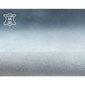 Light Dusty Blue Suede LeatherSoft Velour Fabric 4 - 6 sqft // 0.36 - 0.66m2 Genuine Sheepskin Pieces || BLUE FOG, 1221, 0.9 mm / 2.25oz