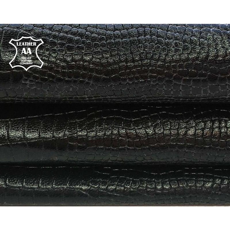 Black Lizard Print Leather || 5 - 6 Sqft // 0.46 - 0.56 M2