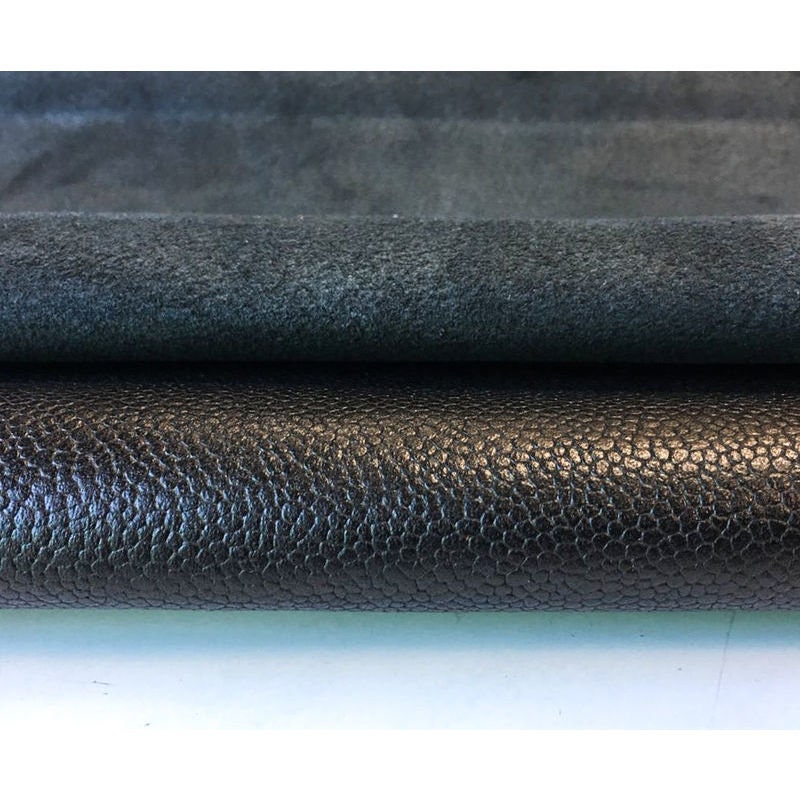 GENUINE Leatherスエードポンチョ Textured BLACK Leather Sheets // Real Pebbled Leather Fabric