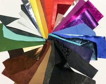 MIX Leather Scraps Colorful leather fabric pieces Precut DIY leather scrap packs Genuine leather fabric Earring material Napa/suede/Print