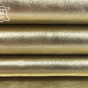 Pelle metallizzata ORO 3 - 7 piedi quadrati // 0,37 - 0,77 m2 MARY'S GOLD 159, 2,25 oz Pelle stampata oro lucido Pezzi in pelle di agnello naturale