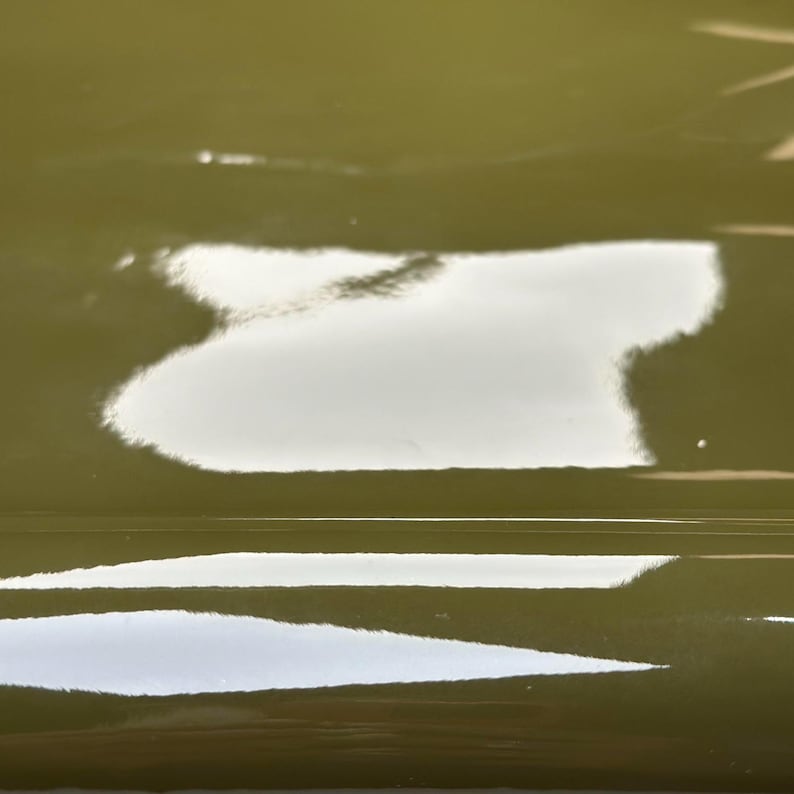 Shiny Green Patent Lambskin Leather 4, 5, 6 sqft (0.36-0.66m2) Italian Hides Lacquer Finish 0.8mm//2oz Khaki Patent 1625 image 2