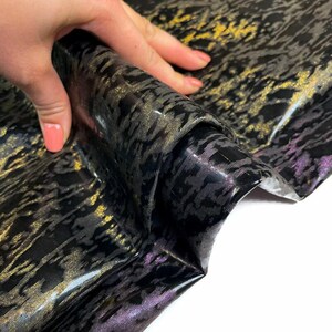 Glänzendes Leder mit Funkelndem Druck/ EchtlederMaterial/ Wähle deine Farbe aus, echten Tierlederstücken , NIGHTSKY 1283, 2.25 oz Bild 3