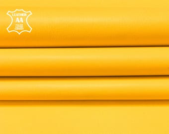 YELLOW sheep skin sheets Genuine leather material PRIMROSE YELLOW, 758, 2 oz // Choose Your Size 4 - 5 sqft or 5.5 - 6 sqft // 0.8 mm