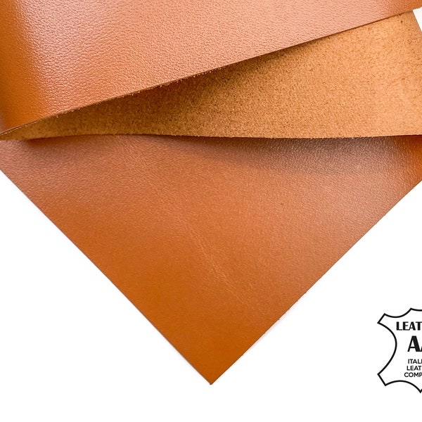 Brown Leather Calfskin Sheets 6x6 / 8x10 / 12x12 / 12x18 / 18x24 Genuine Shiny Crafting Scraps / Thin Cowskin Caramel Cafe 1395 1.0mm/2.5oz