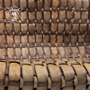 Braided Brown Lambskin Leather 39 x 24 in or 20 x 24 in Sheets Thick Rectangle Leather Unique Laser Cut Sheepskin ~1mm/2.5oz image 1