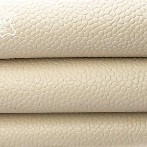 Pieles genuinas de color blanco leche // Material de cuero granulado // Cuero texturizado para costura de color blanco crema // 922 granulado blanco leche de 1,0 mm/2,5 oz