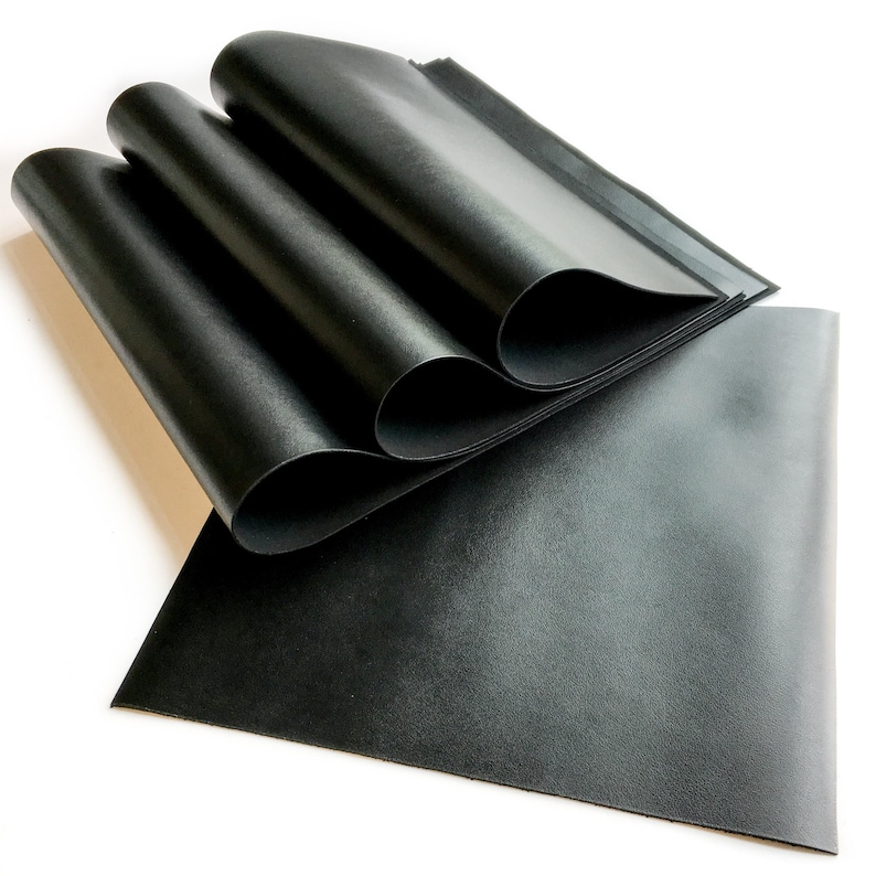 Black COW Sheets 6x6 / 8x10 / 12x12 / 12x18 / 18x24 For Crafts // Genuine Calf Leather Scrap 679 // Thick Top Grain Pieces 3oz/1.2mm image 4