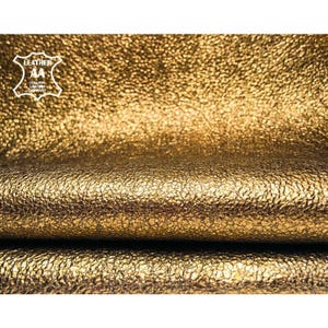 Sparkly Gold Leather Hides // The Size of A Hide 5.5 - 6.5 sqft // Shiny Genuine Leather With Glitter Metallic Foil // Crunchy Gold, 995