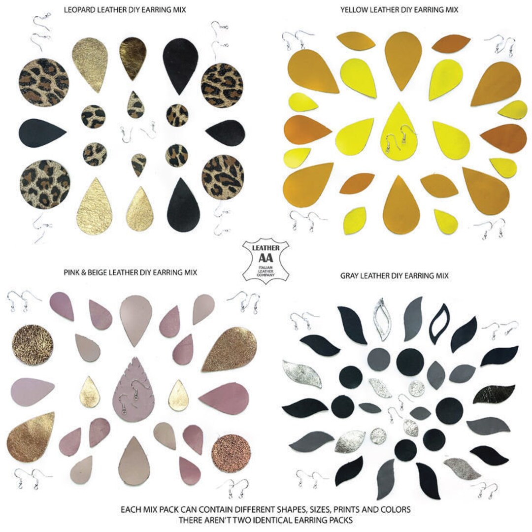 DIY Leather Earring Kit // MIX Pack Genuine Lambskin Scraps // 925