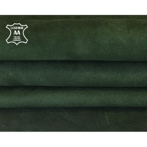 Dark GREEN suede leather hides Green velour material MOUNTAIN VIEW 648 , 2.5 oz Real sheep skin suede fabric for sewing Real leather pieces