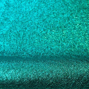 Greenish-blue Hue Metallic Lambskin Leather With Crunchy Shimmer Effect 4, 6, 7 sqft (0.36-76m2) Thick 1mm/2.5oz Iridescent 1616