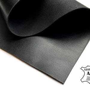Black COW Sheets 6x6 / 8x10 / 12x12 / 12x18 / 18x24 For Crafts // Genuine Calf Leather Scrap 679 // Thick Top Grain Pieces 3oz/1.2mm image 1