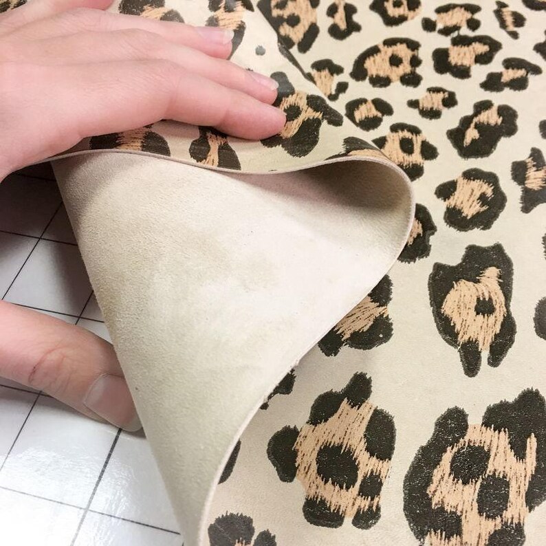 Jaguar Print Genuine Sheep Leather Hides Leopard Animal Skin for crafting, Natural fabric material JAGUAR, 732 2.5 oz image 5