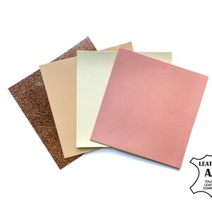 NIEUW BEIGE ROZE lederen vellen, 4-delige pastelkleurige schapenhuidset voor ambachten 5x5 inch