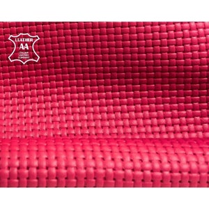 Juicy PINK Knitted Print Leather //Unique Plaited Lambskin Hides//Genuine Sheepskin Pieces//4 - 6 sqft //WOVEN CABARET, 1356, 0.7mm /1.75oz