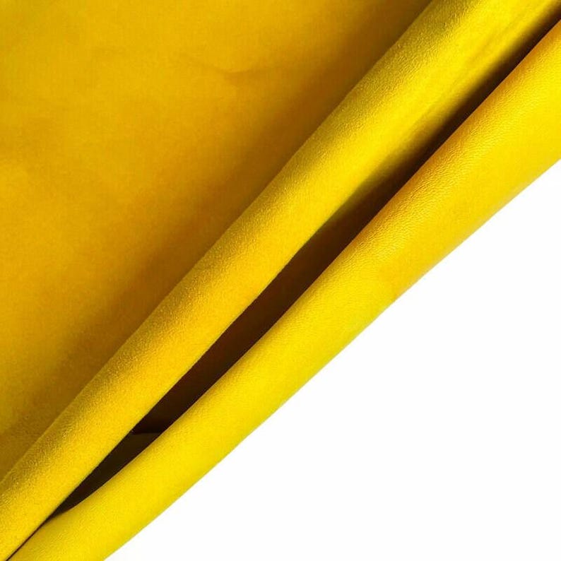 Bright Yellow Suede Leather // 4 sqft // Soft Velour Material For Sewing // Lemon Curry, 1171, 0.9mm/2.25oz image 8