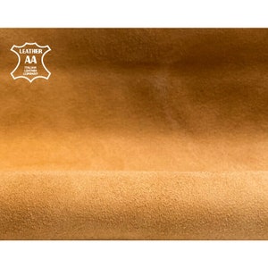 Pelle scamosciata marrone chiaro classica // 4 - 4,5 piedi quadrati // Materiale in velluto morbido per cucire // Vera pelle animale // BISCOTTO, 1234, 0,9 mm/2,25 once