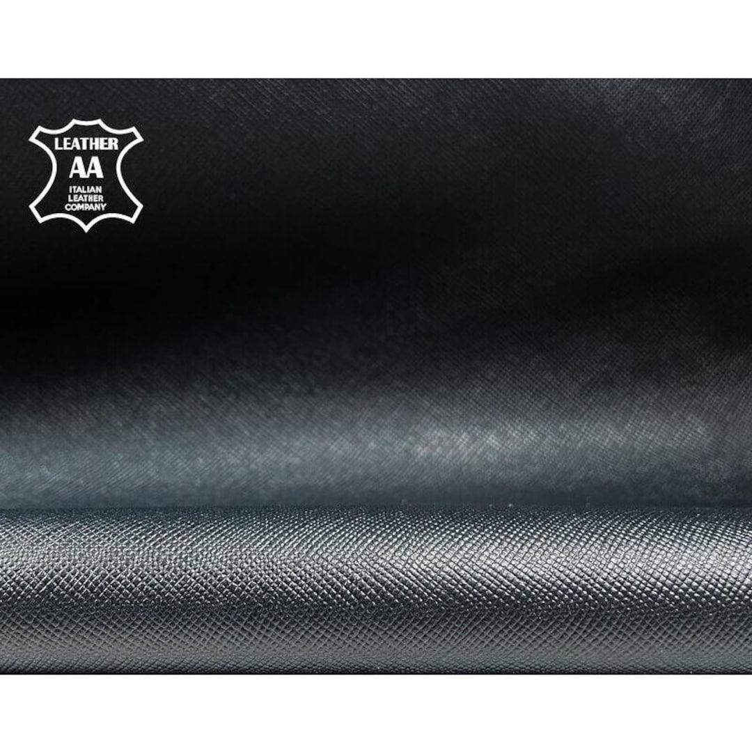 Dark Blue Leather Fabric // Saffiano // Sizes From 4.5 - 7.5 Sqft