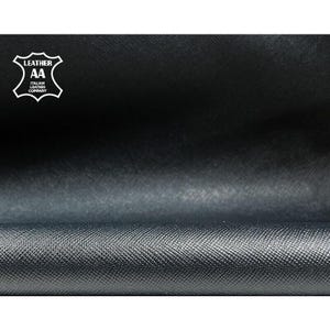 Dark Blue Leather Fabric // Saffiano // Sizes from 4.5 - 7.5 sqft / 0.4 - 0.73m2 // Shiny Cross-Hatch Pattern // Navy Saffiano, 1085, 0.6mm