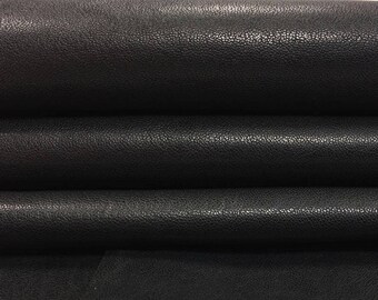 Black Lambskin Hides 8 - 9 sqft // 0.78 - 0.9m2 Shiny Italian Fabric For Sewing BLACK INK 536 Thin Material 0.6mm/1.5oz