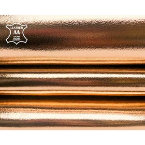 Rose Gold Leather Hides // Natural Leather With Mirror Effect // Shiny Metallic DIY Leather Pieces // Rose Gold Mirror, 966, 0.9 mm/2.25oz