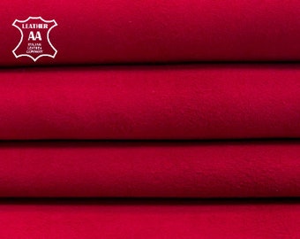 Hot Red Suede Fabric // Deep Red Velour // 5 sqft// Real Animal Leather For Sewing // Soft DIY Fabric // Salsa 486, 0.8mm / 2 oz