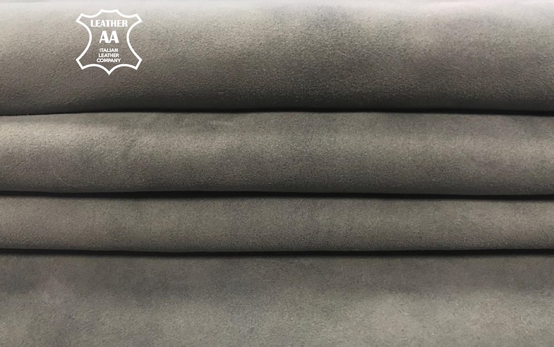 GRAY genuine suede Italian Lambskin suede natural sheep suede light gray genuine leather fabric for crafts, lining TRADEWINDS 278 0.6mm image 1