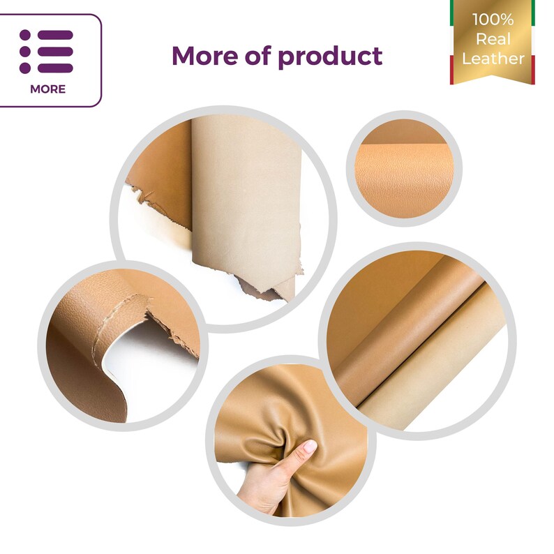 Beige Lambskin Leather Pieces 6, 7, 8, 9 sqft Matte Finish Real Thick Hides For Shoe Making Soft Fabric 1mm // 2.5oz DOE 1406 image 6