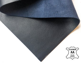 THIN Dark Blue Real Leather Sheet 6x6 / 8x10 / 12x12 / 12x18 / 18x24 Navy Lambskin Scrap Pieces for Crafts 1.5oz/.6mm Night Blue ARONIA 796